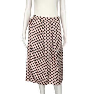 J Crew Pink Black Polka Dot Pleated Belted Skirt size 8 New with Tags
